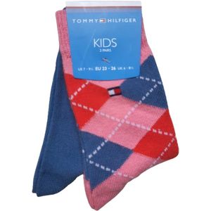 Tommy Hilfiger 2 paar kinder sokken maat 23/26 pink/blue