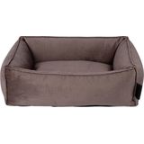 District 70 SHIMMER - Luxe Velours Kattenmand - Afritsbare en wasbare hoes - Kleur: Taupe, Maat: Small - 60 x 44 x 15 cm