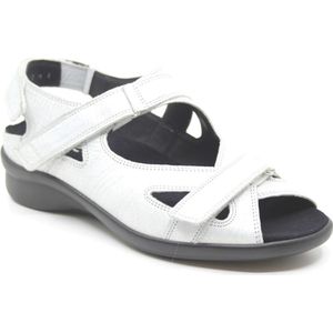 Durea, 7258 216 6683, Zilver kleurige dames sandalen met klittenband sluiting