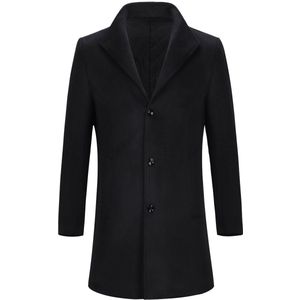 Allthemen Heren Winterjas - Effen Stand Kraag Middellange - S