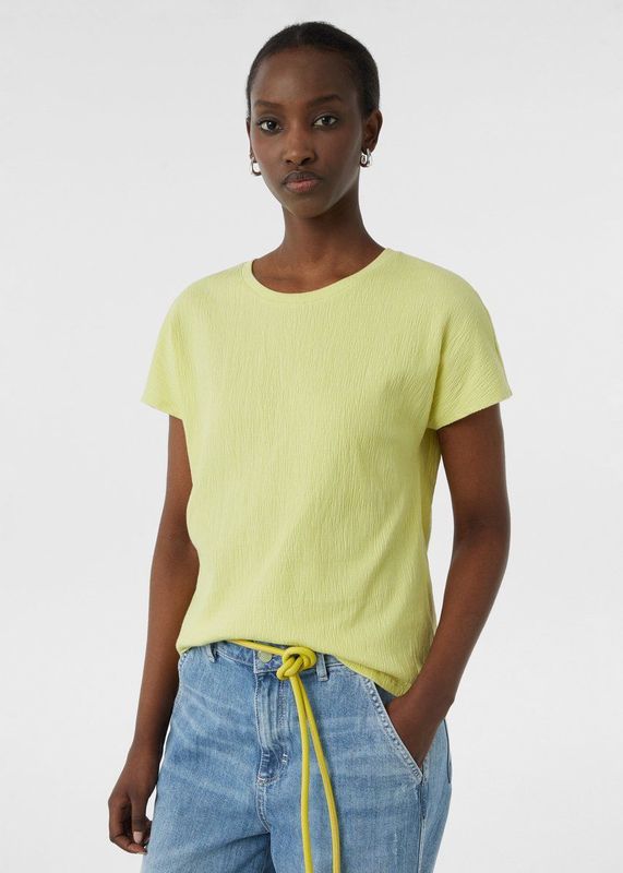 comma - T-Shirt - Relaxed-fit - Gekreukte Stof