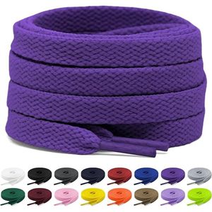 2 paar platte veters, 8 mm brede veters, platte veters, vervangende schoenveters voor sportschoenen, hardlopen, volwassenen, kinderen, polyester