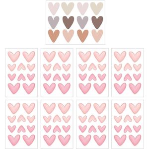 Roze en kleurrijke liefdesmuurstickers - Set van 92 stuks - Zelfklevende decoratieve stickers voor woonkamer, slaapkamer, hal, etc.