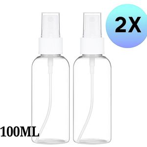 Sprayfles | verstuiver | reisfles | lege fles | spray fles | reisflesje verstuiver | lege flessen | leeg flesje | spuitfles | parfumflesje | kunststof sprayfles met verstuiver voor alcohol | parfum | bloesemwater | hydrolaat | 2X STUKS | 100ml