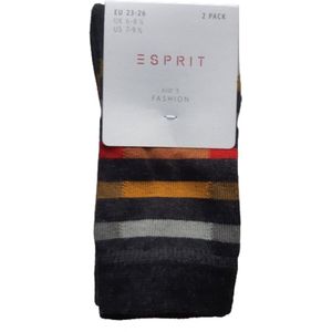 Esprit 2 paar kindersokken maat 23/26 antraciet