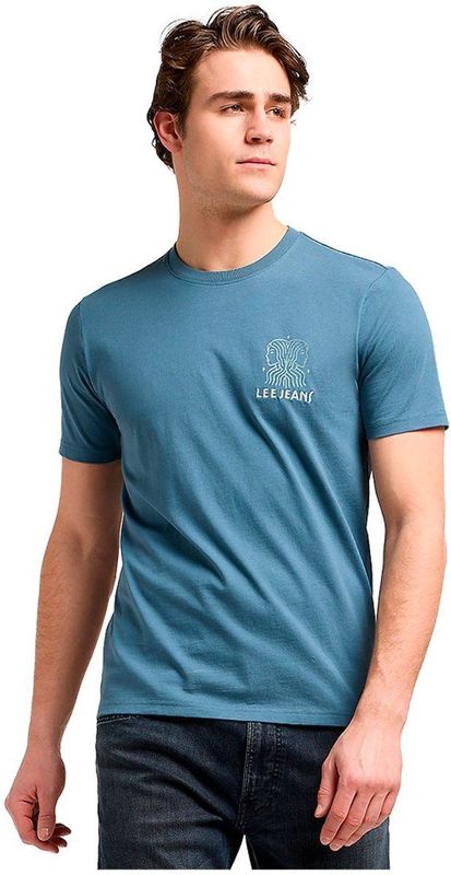 Lee - Elevated Ess Logo Tee - T-shirt - Vintage Blue - Korte Mouwen