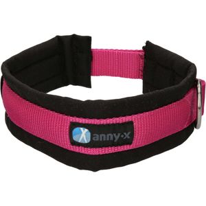 AnnyX Brede Halsband - FUN - Fuchsia/Zwart - Gevoerd - maat XL (7) - 5cm breed - Halsomvang vanaf 52 cm tot en met 58 cm - My K9