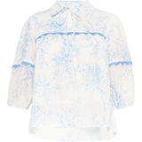 Usha Blouse  lichtblauw / wit