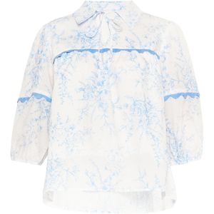 Usha Blouse  lichtblauw / wit
