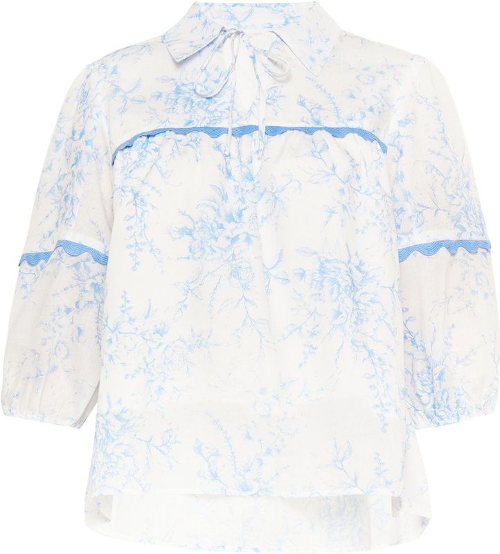 Usha Blouse  lichtblauw / wit