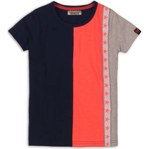 DJ Dutchjeans - T shirt meisjes - Navy-Neonpink-Grey melee - Maat 104