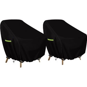 2 stuks 89 x 97 x 74 cm, beschermhoes voor fauteuils, 420D-afdekking voor tuinstoelen met gesp, waterdicht, winterbestendig, afdekzeil, anti-uv-coating voor tuinmeubelen, stapelstoelen,