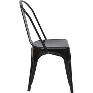 Stoel MCW-A73, bistrostoel stapelbare stoel, metalen industrieel ontwerp stapelbaar ~ zwart