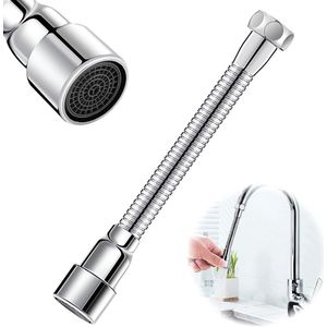 1 stuk gevormde 360 ​​graden draaibare kraanbeluchter voor thuis, keuken, badkamer, gootsteen, kraan, hogedrukbadmondstuk, roterende vervanging (20 cm)