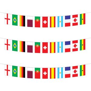 3x stuks internationale landenvlaggetjes vlaggenlijn slinger 10 meter brandvertragend papier