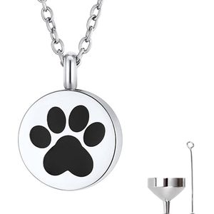 Luxe Ashanger - met Ketting (55 cm) - Voor As, Haren of Parfum - Assieraad - As Ketting - Gedenksieraad - Urn - As hanger - Incl. As vuller en Opbergzakje - Hondenpoot