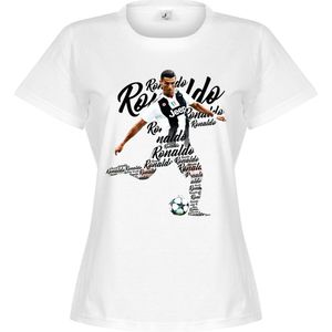 Ronaldo Script Dames T-Shirt - Wit - XXL