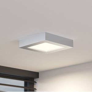 PRIOS - LED plafondlamp - 1licht - Polycarbonaat, aluminium - H: 3.5 cm - zilver, wit - Inclusief lichtbron