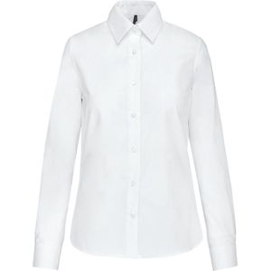 Blouse Dames XL Kariban Lange mouw White 70% Katoen, 30% Polyester
