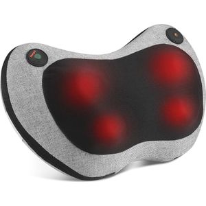 Shiatsu massagekussen met warmtefunctie voor nek en rug – elektrisch en verstelbaar met 3D massagekoppen