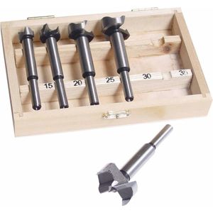 Tooltech Houtfrezenset 15 t/m 35 mm - in Houten Kistje - 5 delig