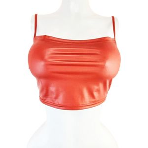 Top - onesize -wetlook crop Top shirt Rood verste;bare bandjes