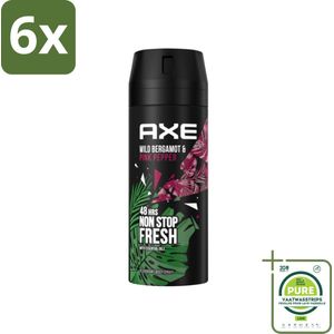 Axe - Deodorant Bodyspray - 48hrs Fresh - Wild Bergamot & Pink Pepper - 150 ml - Voordeelverpakking - 6 stuks - 48 uur deodorant - Deodorant spray