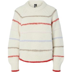Pieces - Pcnelia Ls O-neck Knit - Gebreide Trui - Beige - Lange Mouwen