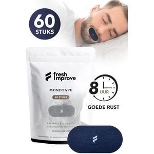 Fresh improve® Anti Snurk Mondtape - 60 Stuks - Premium Antisnurkstrips - Slaaptape -Extra Comfortabel - Mouth Tape - Myotape - Mond Tape tegen Snurken - Mondpleisters - Hypoallergene lijm