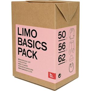 Limobasics cadeausetje kleding met roze trui, broek, slab en muts - maat 56 (1-2 maanden)