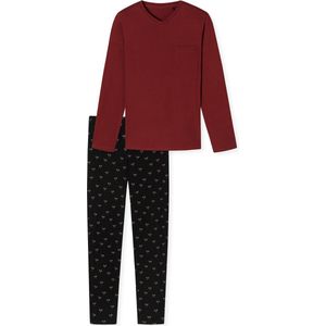Schiesser Pyjama lang biologisch katoen bordeaux - 95/5 Nightwear S/48