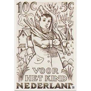 Nostalgische briefkaarten: Zinnebeeldige voorstelling van een meisje in de herfst