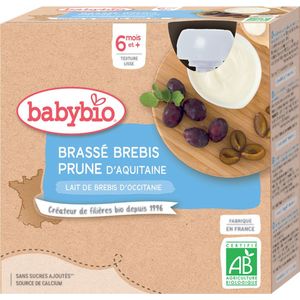 Babybio Gebrouwen Ooi Pruim 6 Maanden en + Biologisch 4 x 85 g Flesjes