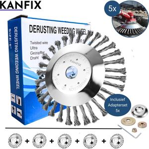 KanFix® Onkruidborstel voor Bosmaaier Electrisch Per 5 - Voegenborstel - Grastrimmer - Universeel - 15cm - 6inch