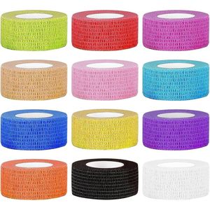 Allecto Plus - 12 rollen sportverband elastic fixatieverband 25 cm x 45 m (meerkleurig) - Voor vingers en polsen