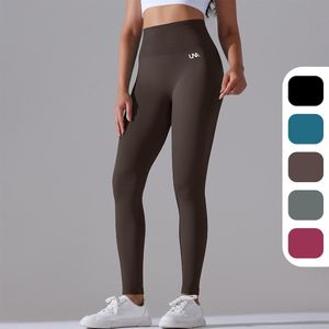 UNA - Sportlegging dames - Sportkleding dames - Sportbroek dames - Yoga Kleding Dames - Squat proof - High waist - Shapewear - Bruin Maat L