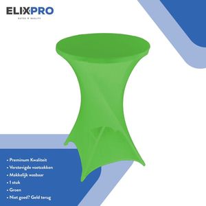 ElixPro - Premium statafelrok groen 1x - ∅80 x 110 cm - Tafelrok- Statafelhoes - Tafelhoezen voor statafel - Staantafelhoes - Extra dik voor een Premium uitstraling