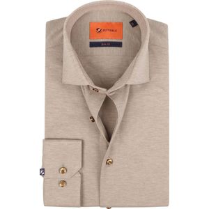 Suitable - Overhemd Pique Beige - Heren - Maat 43 - Slim-fit