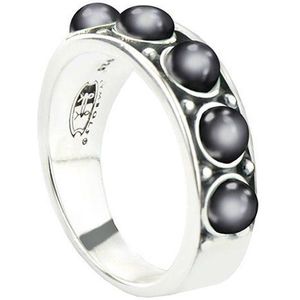 Symbols 9SY 0059 54 Zilveren Ring - Maat 54 - Parel - Grijs - Geoxideerd