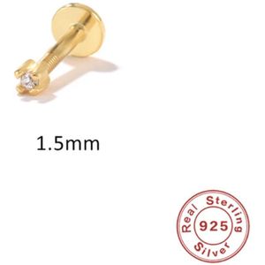 The Jewelry Club - Earcandy -Mc Platte Helix Piercing Oorbellen 925 Sterling Zilveren Oor Stud Eenvoudige Geometrische Zirkoon Prachtige Kleine Trinket Aretes