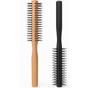COCHO® Ronde haarborstels - 2 Stuks - Houten borstels met - Antistatisch en hittebestendig
