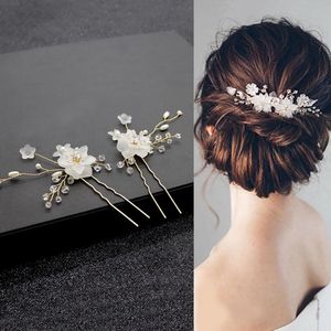 Allecto plus - Bruid bruiloft hoofddeksel met parels en kristal voor vrouwen en meisjes - 2 stuks