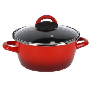 Rvs rode kookpan/pannen Cuenca met glazen deksel 24 cm 8 liter