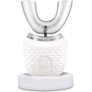 Elektrische ultrasone tandenborstel 360° Automatische tandenborstel U-vormige intelligente reinigingstandenborstel Draadloze tandenborstel, wit