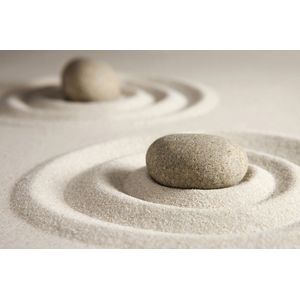 Dibond - Zen - Steen / Zand in beige / wit / zwart / taupe - 50 x 75 cm.