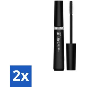 L'Oréal Telescopic Lift Mascara Zwart 9,9 ml - Voordeelverpakking - 2 stuks