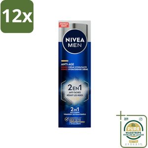 NIVEA MEN - Anti-Age 2in1 Power - Hydraterende Crème Gezicht SPF 30 - 50 ml - Voordeelverpakking - 12 stuks - SPF 30 - Rimpels