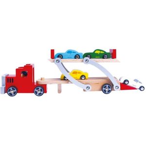 autotransporter Big Truck junior 37 cm hout wit 7-delig