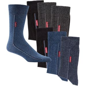 Voordeelpakket kwaliteit herensokken 39-42 | nette herensokken | 6 paar | blauw assortiment | thema: jeans