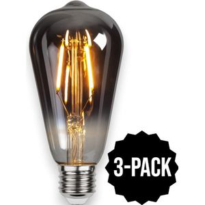 3-Pack | Druppel-Edison lamp - E27 - 1.8W - Super Warm Wit <2200K - Filament - Rookglas